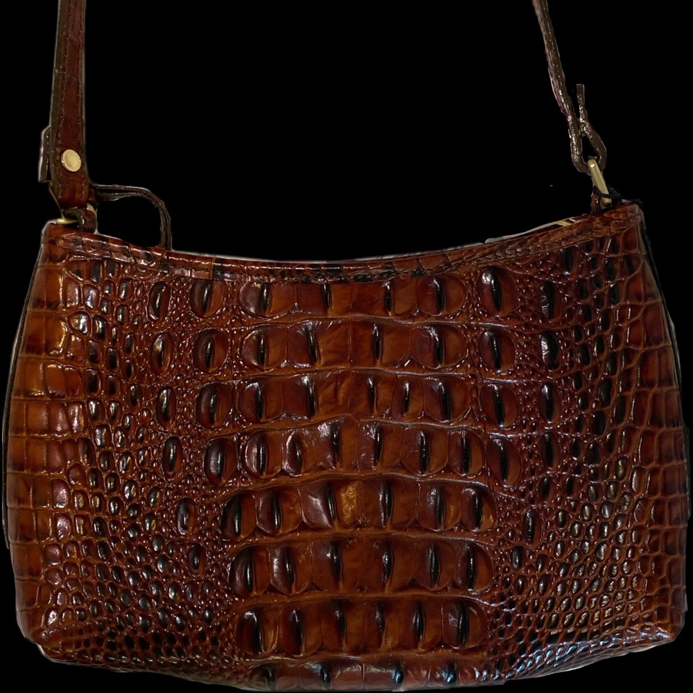 Brahmin crocodile baguette bag